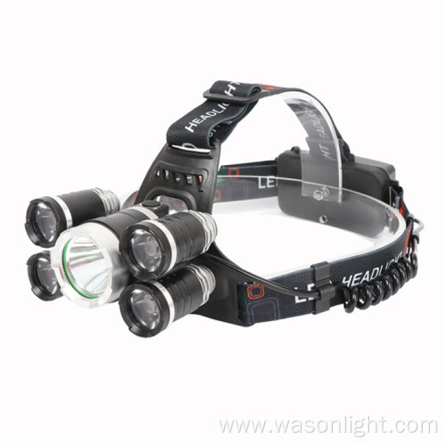 Best Selling 5 1500 Lumens Brightest 18650 Led Miner Headlamp Head Lamp For Hunting Battery Operated Headlight